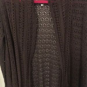 Crochet dark drown long sleeve cardigan